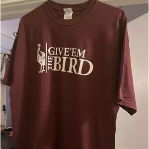 Wild Turkey Bourbon " Give 'em The Bird " Maroon Short Sleeve T Shirt ~ Size XL